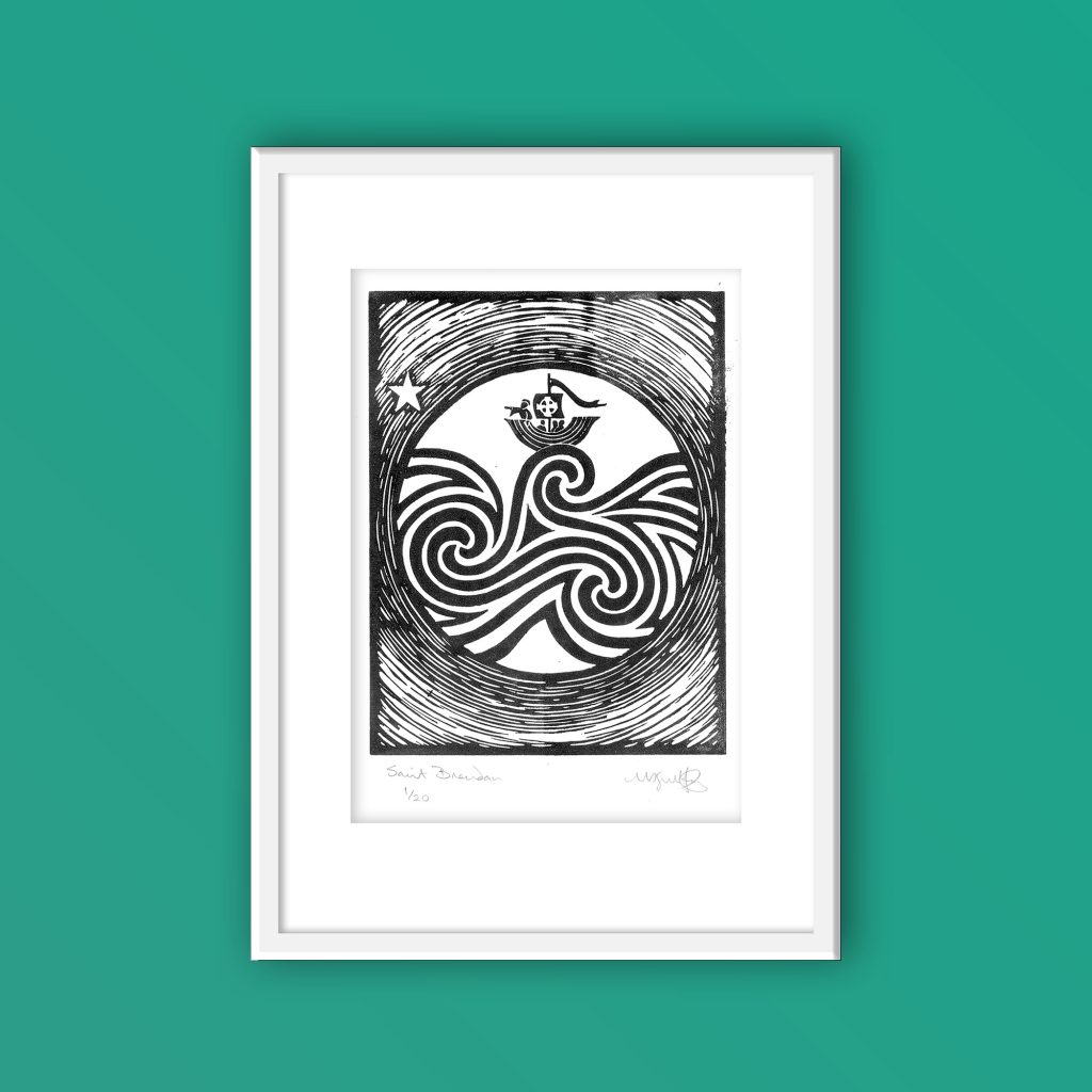 Saint Brendan | Original Limited Edition | Handmade Linocut Print