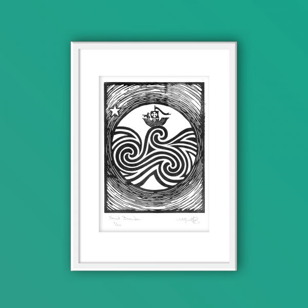 Saint Brendan | Original Limited Edition | Handmade Linocut Print