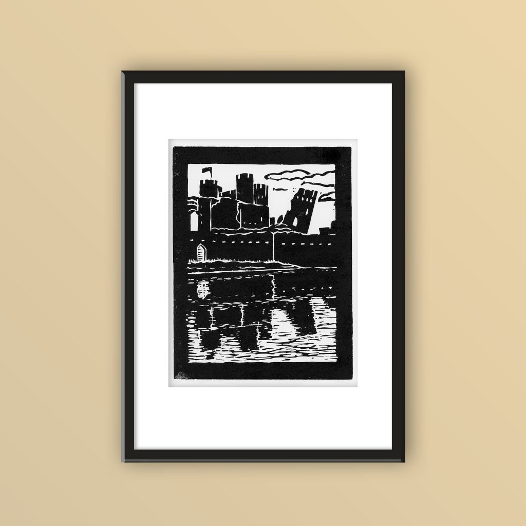 Caerphilly Castle | Original Hand Printed Linocut Print