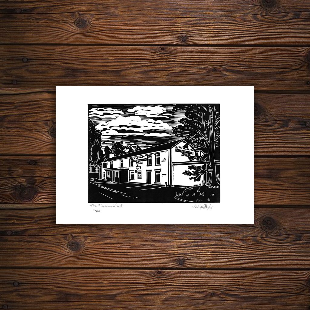 Fisherman's Rest Inn | Original Limited Edition | Handmade Linocut Print