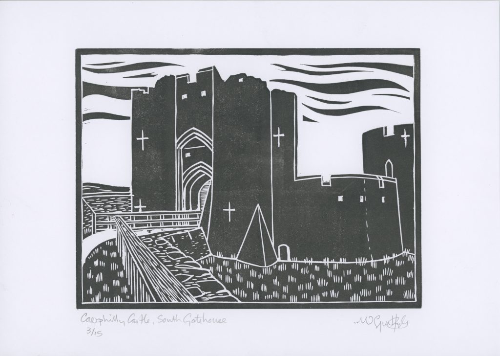 Castle Gatehouse | Original Hand Printed Linocut Print