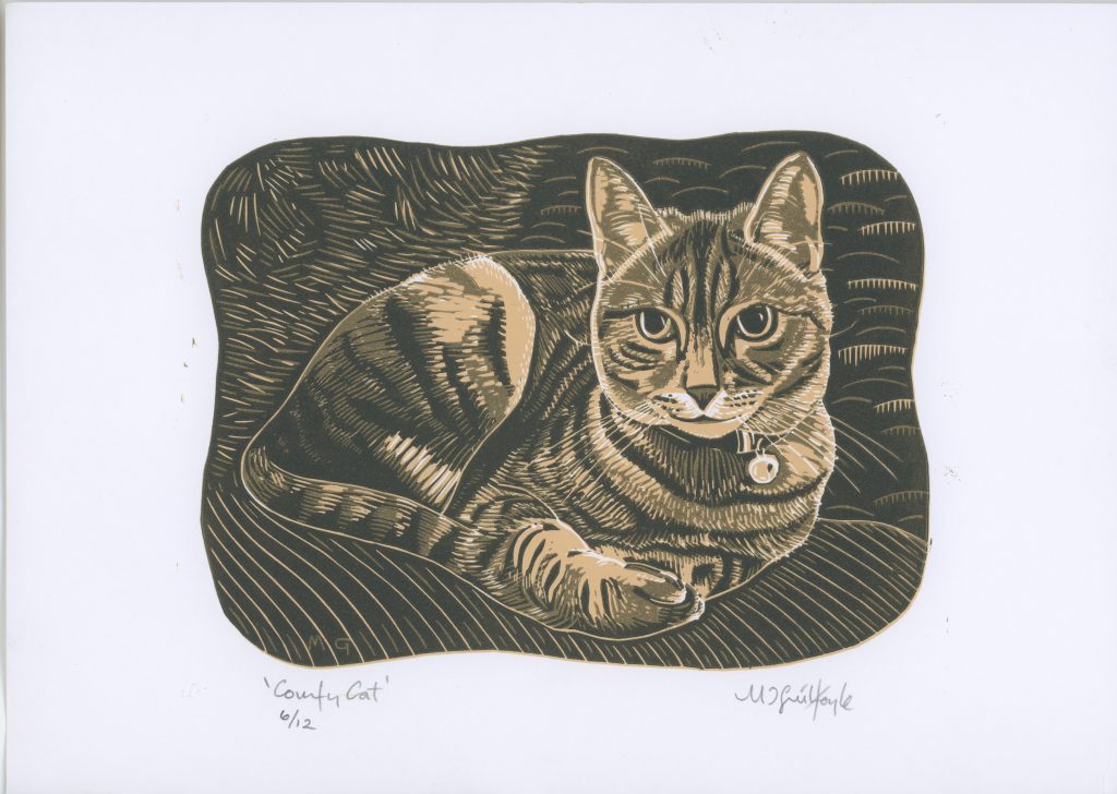 Comfy Cat | Original Hand Printed Linocut Print